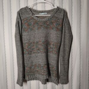 Maurices- Heather Gray Sweater- Size Small -Pink And Teal Stripes